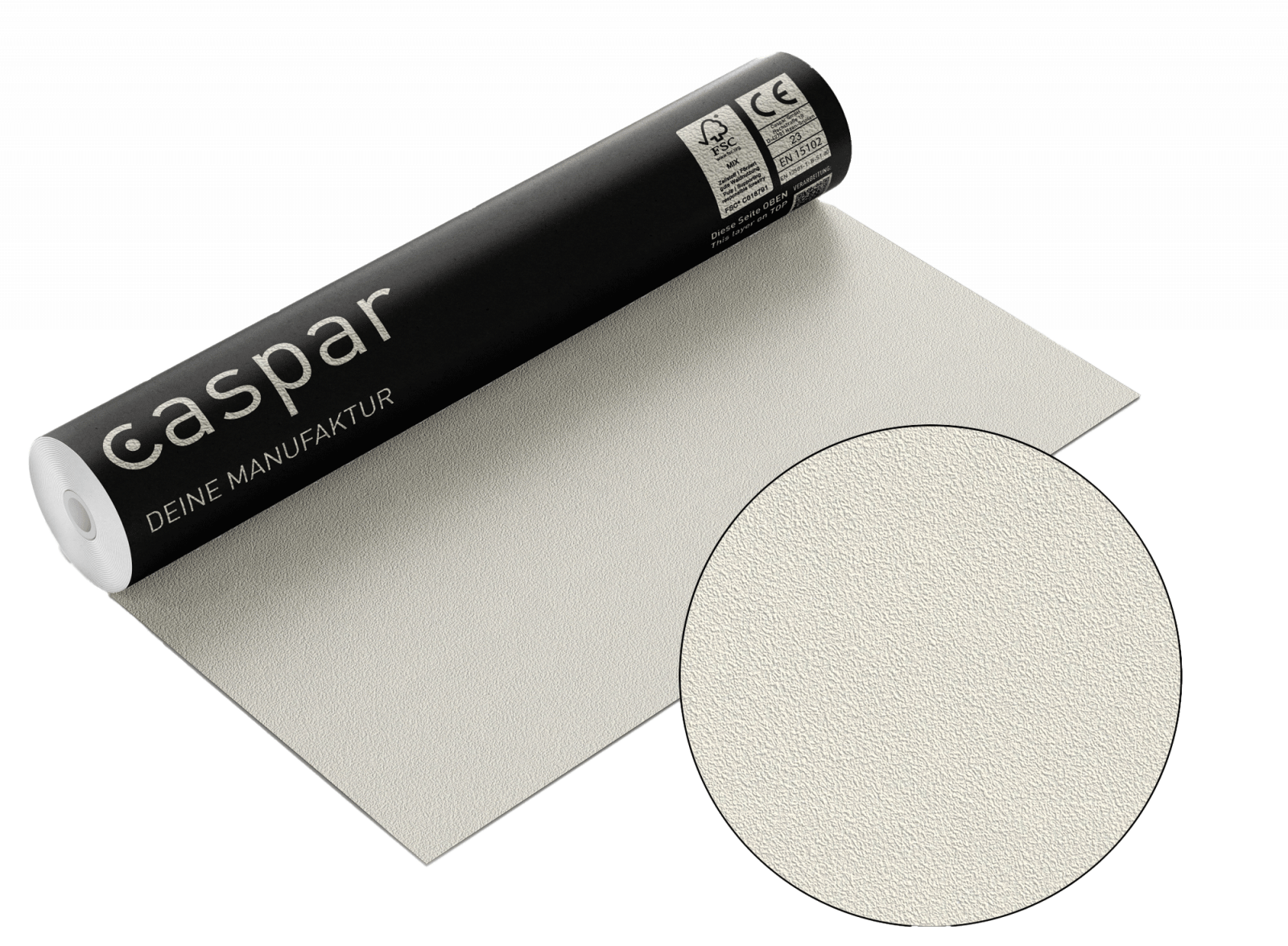 Mockup Vinyl Tapetenrolle mit Nahansicht